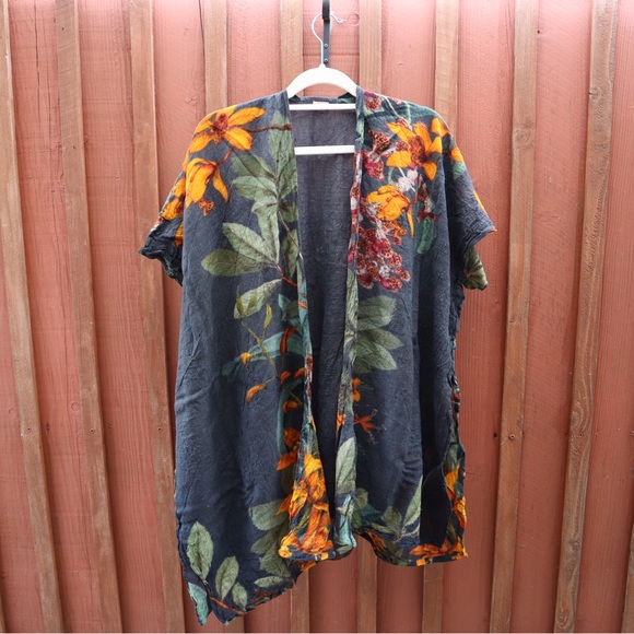 Powder Botany Bliss Charcoal 100% Wool Wrap Open Cardigan Vintage Large XL Women - Picture 16 of 16